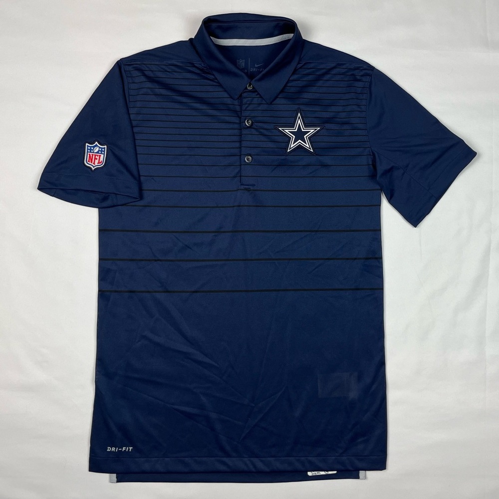Nike Dallas Cowboys On Field Mens Polo Shirt Sz Small Blue Dri Fit Stretch B5